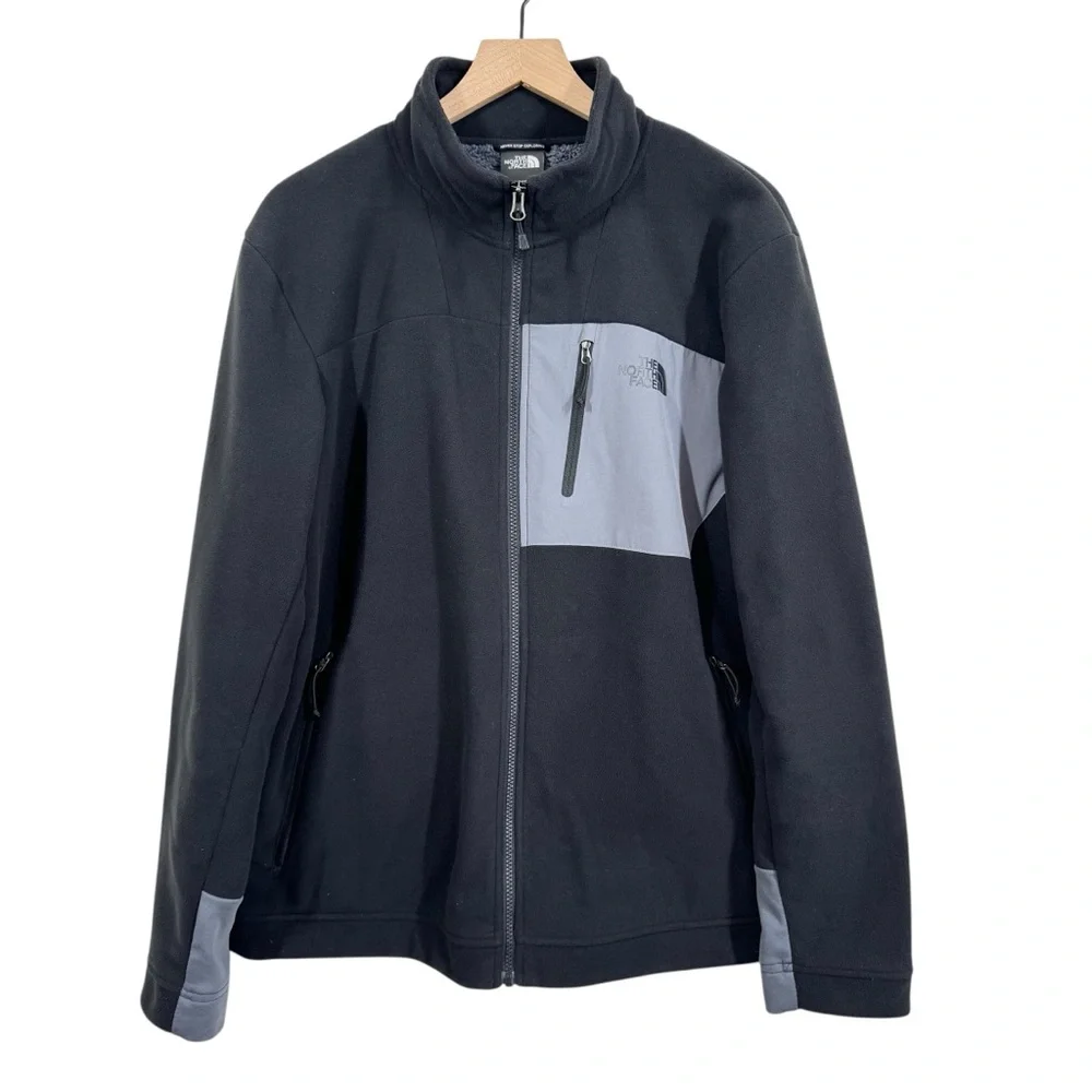 The North Face Mens Fleece Full Zip Jacket Size L Black Outdoor Performance